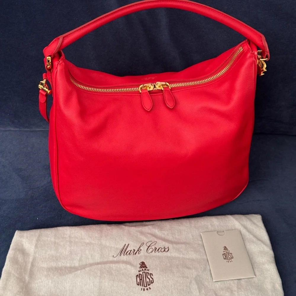 Mark Cross Red‎ Leather Hobo Bag